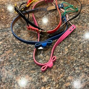 Juicy Couture leather Bow set of 4 Hairbands - Pink, Blue, Black and red